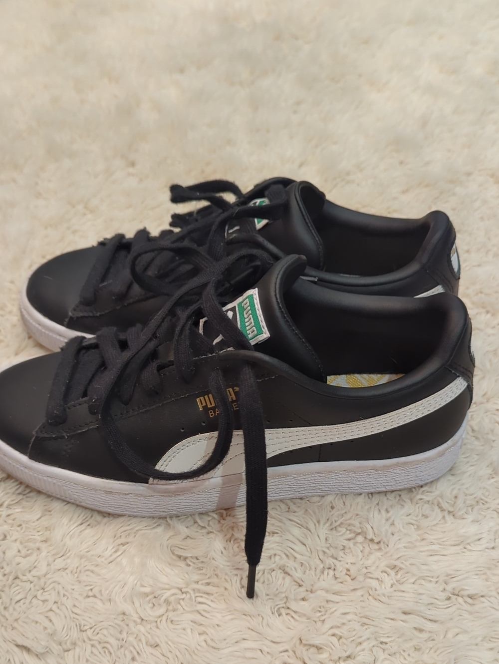 Puma Black and White Kids Low-Top Sneakers